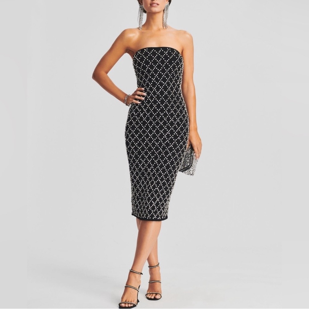 RETROFÊTE Minetta Embellished Chiffon Dress